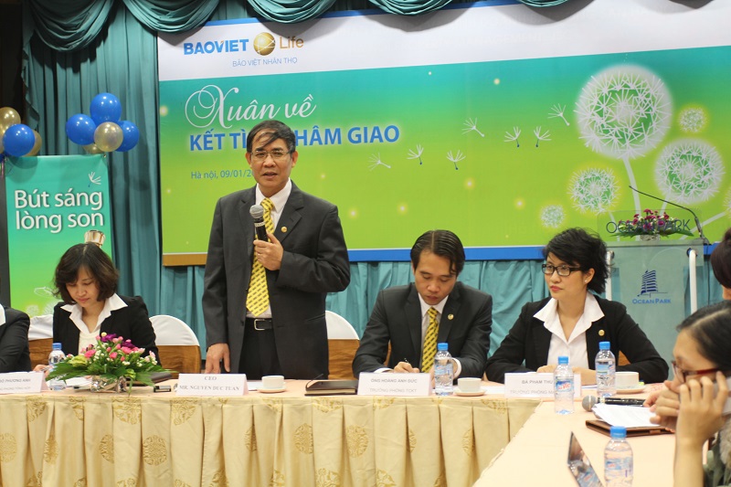 Ông Nguyễn Đức Tuấn, Tổng Giám đốc Bảo Việt Nhân thọ phát biểu tại buổi gặp mặt. Nguồn: baoviet.com.vn